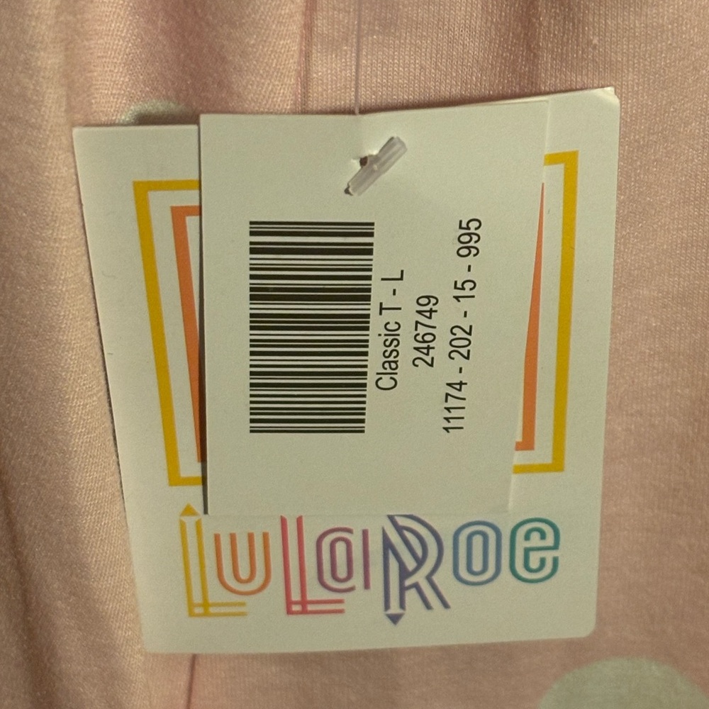 Lularoe Classic Tee Light Pink and White Polka Dot Tee Large - Picture 3 of 5
